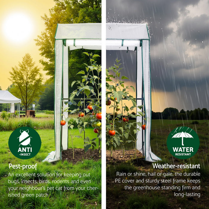 Mini Greenhouse Pe Cover Green House Roll-Up Zippered Door 1.0X0.8X1.5M