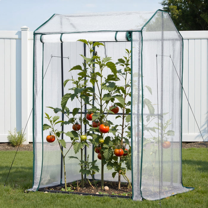 Mini Greenhouse Pe Cover Green House Roll-Up Zippered Door 1.0X0.8X1.5M