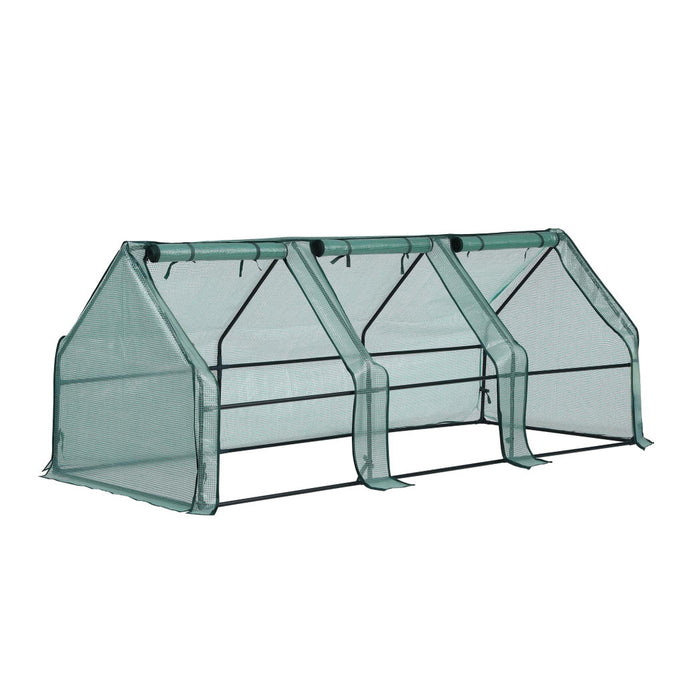 Mini Greenhouse 240X90X90cm Steel Frame Pe Cover Outdoor Shelter