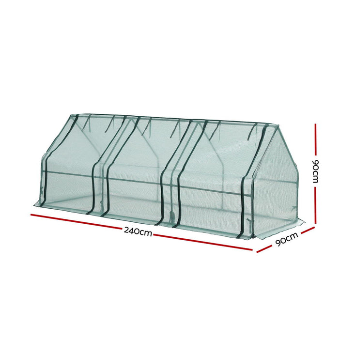 Mini Greenhouse 240X90X90cm Steel Frame Pe Cover Outdoor Shelter