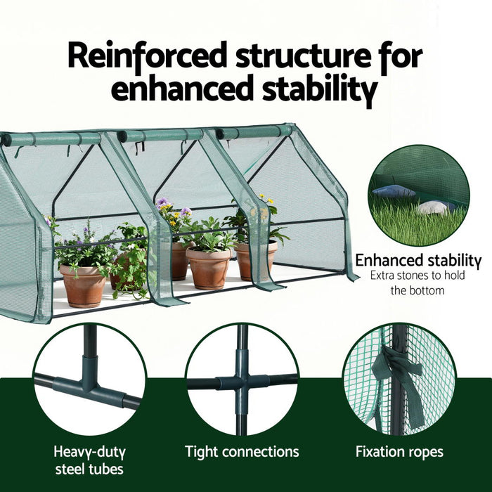 Mini Greenhouse 240X90X90cm Steel Frame Pe Cover Outdoor Shelter