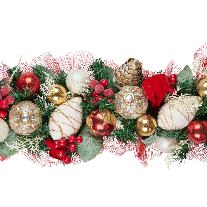 100Cm Festive Floral Christmas Garland