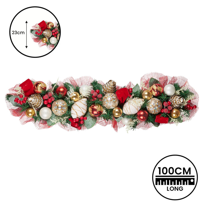 100Cm Festive Floral Christmas Garland