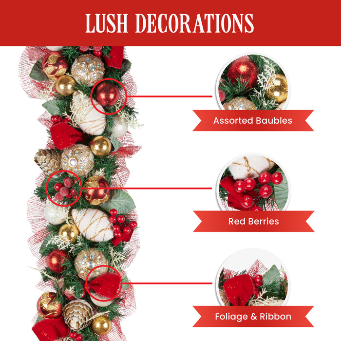 100Cm Festive Floral Christmas Garland