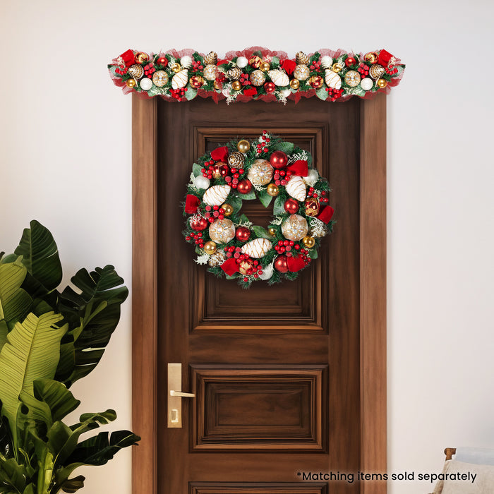 100Cm Festive Floral Christmas Garland
