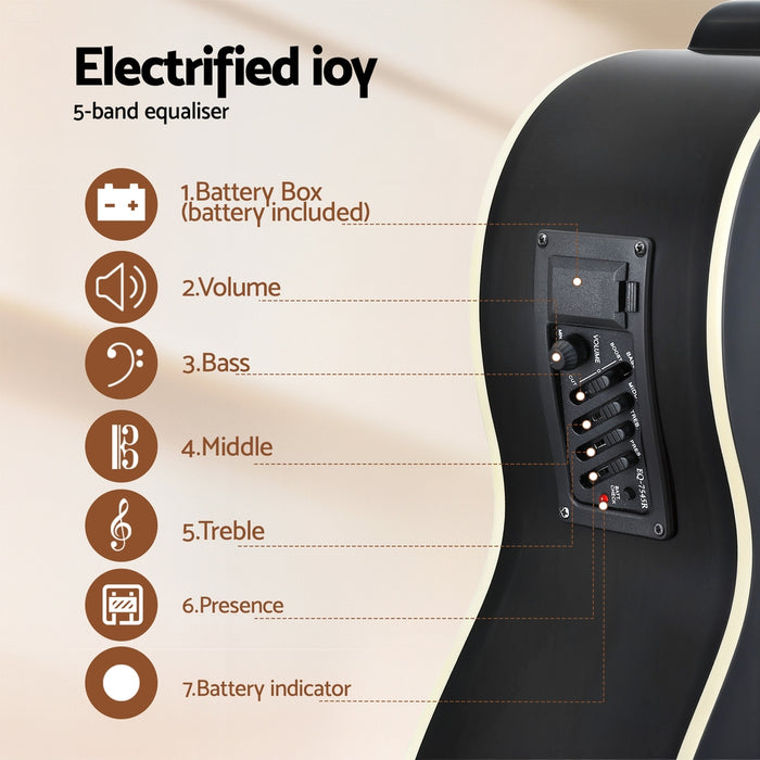 43" Acoustic Bass Guitar Black 4-Band Eq