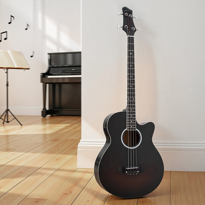 43" Acoustic Bass Guitar Black 4-Band Eq