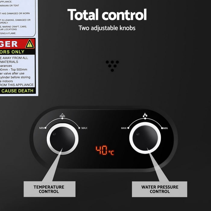 Portable Gas Water Heater Lpg-Powered System Black With Pump