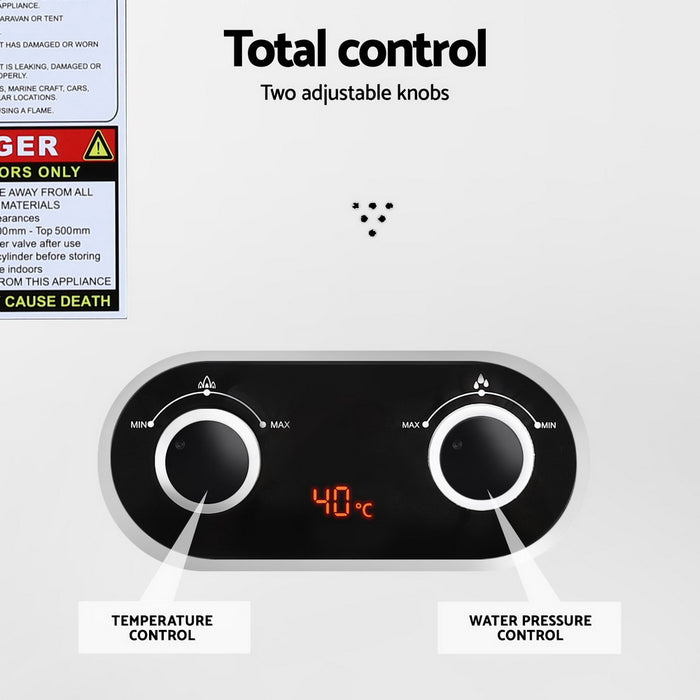 Portable Gas Water Heater Lpg-Powered System White With Pump