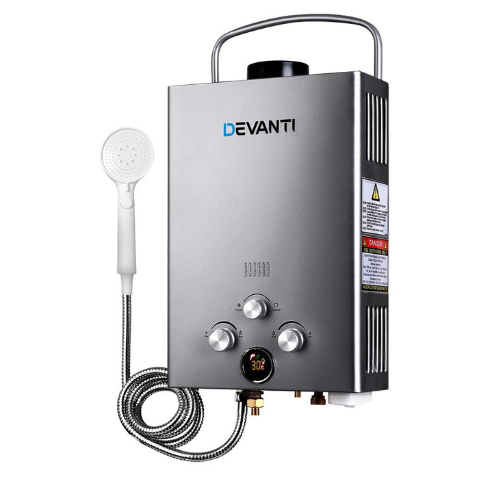 Portable Gas Water Heater 8L/Min With Pump Lpg System Grey