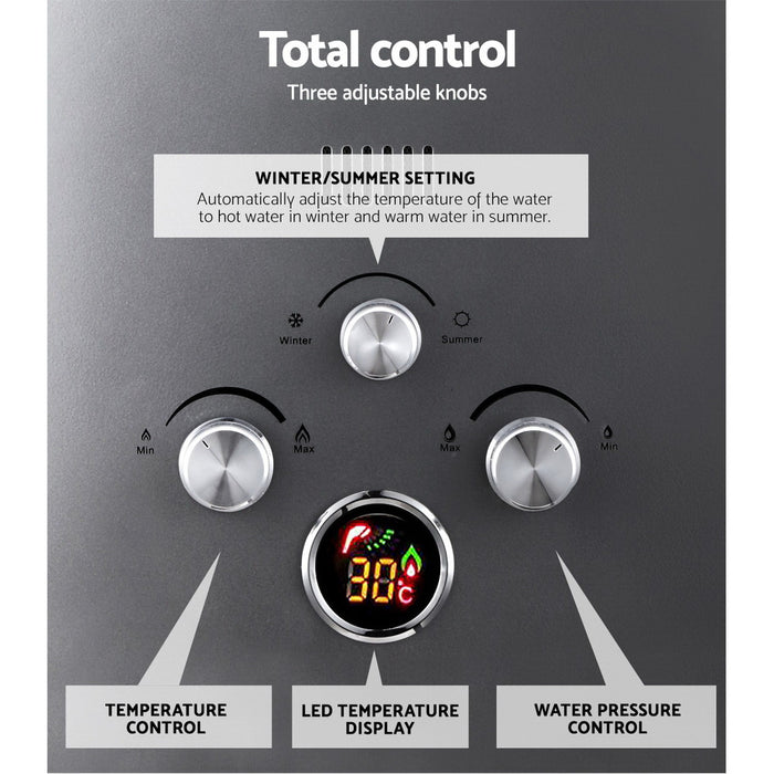 Portable Gas Water Heater 8L/Min With Pump Lpg System Grey