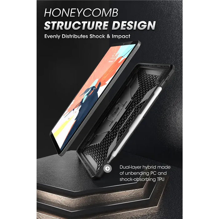 For Ipad Pro 12.9 2022 / 2021 / 2020 Ub Full-Body Rugged Rubber Case With Built-In Apple Pencil Holder & Kickstand