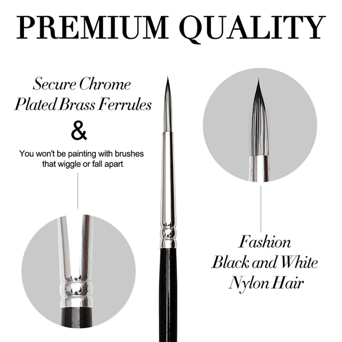 9 Piece Fine Detail Paint Brush Set For Watercolour Acrylic Airplane Kits Face Nails