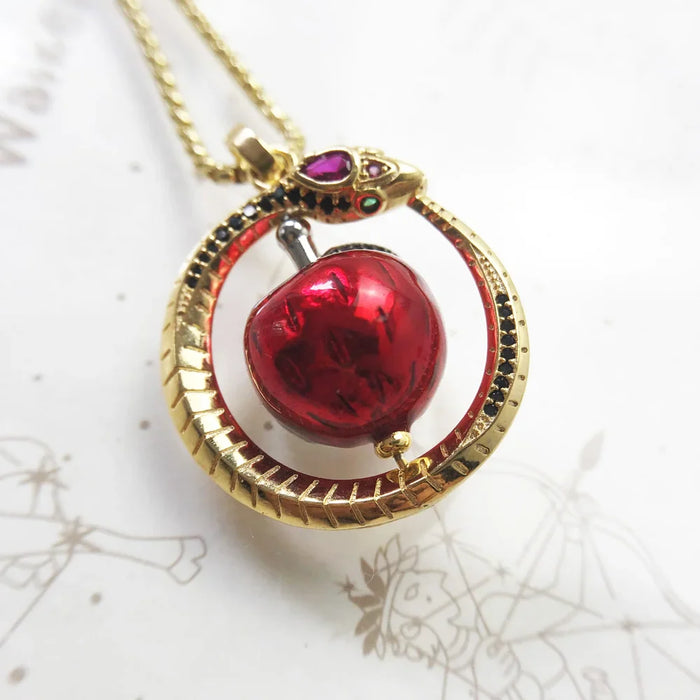 925 Sterling Silver Snake Necklace With Apple Charm Romantic Gift For Women