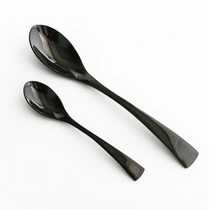 24 Piece Stainless Steel Dinnerware Set Black Cutlery Tableware