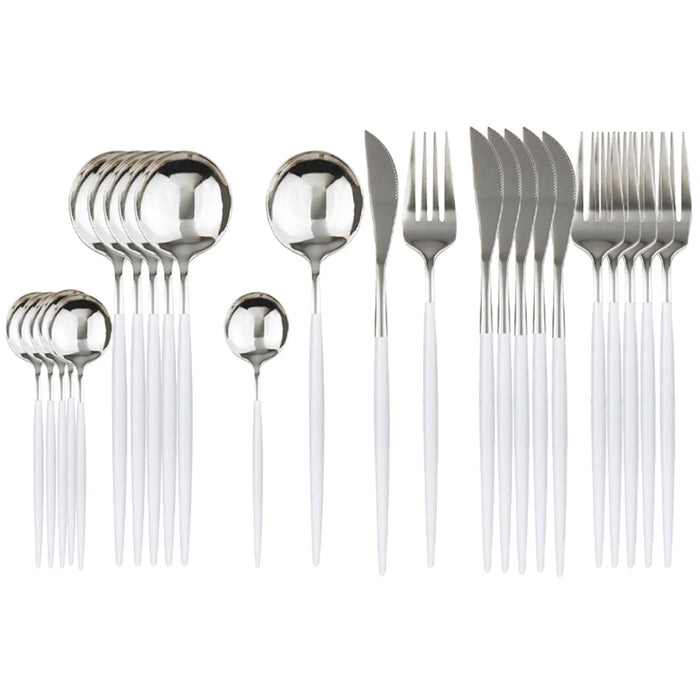 24 Piece Stainless Steel Cutlery Set For Dining Dishwasher Safe