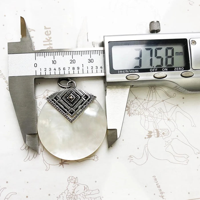 925 Sterling Silver Mother Of Pearl Africa Disc Pendant Winter 2019 Glam Jewelry For Women