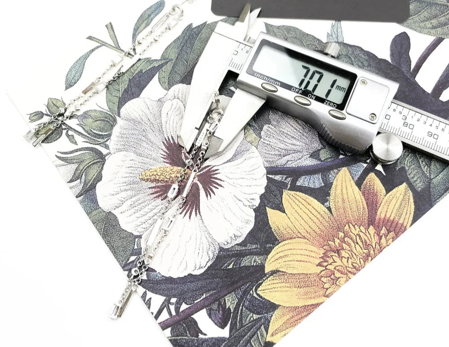 925 Sterling Silver Baguette Cut Earrings Angular Stones Long Glam Jewelry For Women