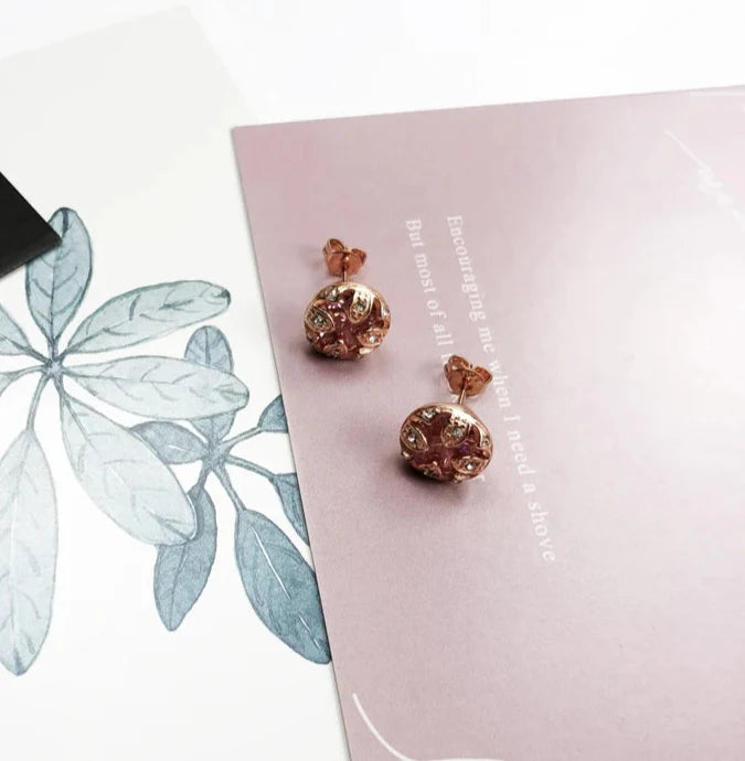 925 Sterling Silver Rose Lotus Stud Earrings For Women