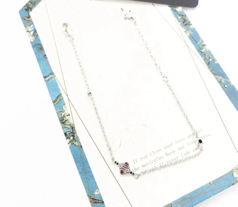 925 Sterling Silver Victorian Style Bracelet Colourful