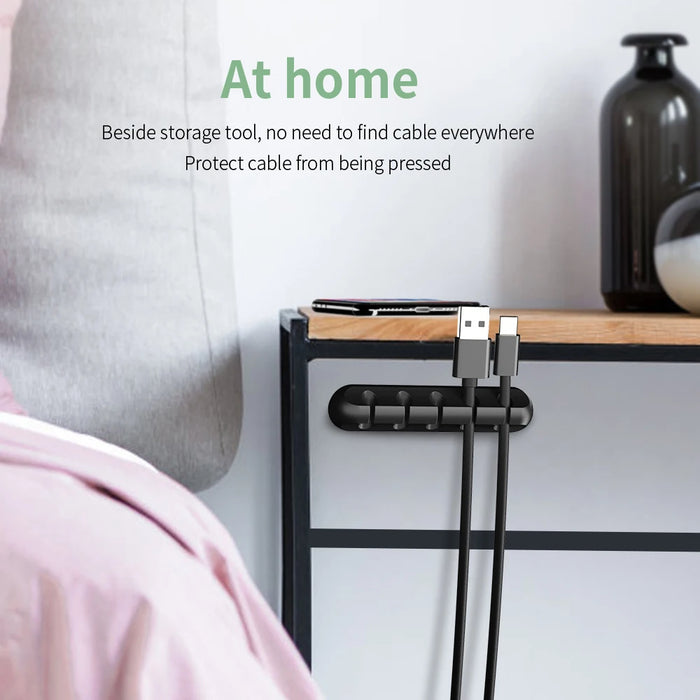 Cable Organizer Usb Cable Wire Holder Headphone Earphone Mouse Charger Cord Protector Desk Winder Clip Cable Management