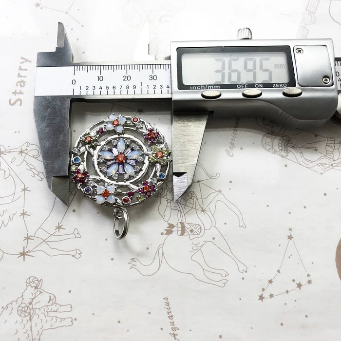 925 Sterling Silver Bohemian Flower Amulet Pendant Colourful Stones Fine Jewelry For Women