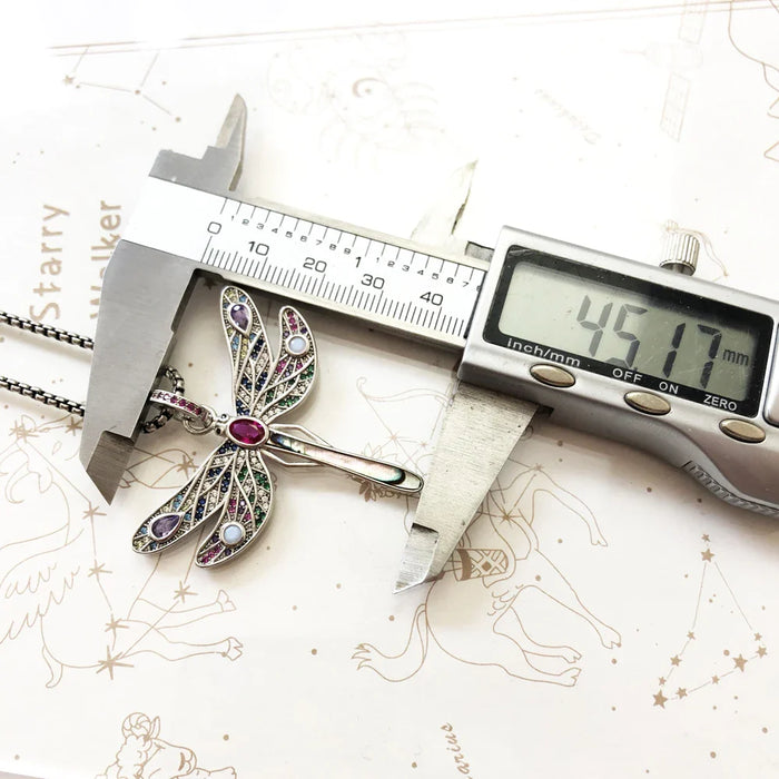 925 Sterling Silver Dragonfly Pendant Necklace Colourful Chain Fine Jewelry For Women