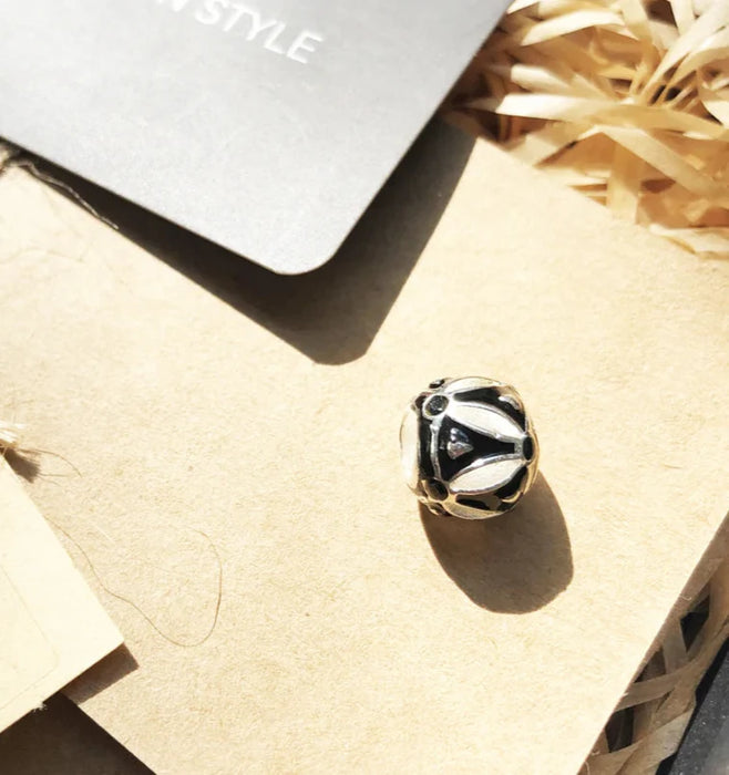 925 Sterling Silver Black Asian Ornament Beads Fits Bracelets & Necklaces Gift For Women & Men European Charm Jewelry Accessory