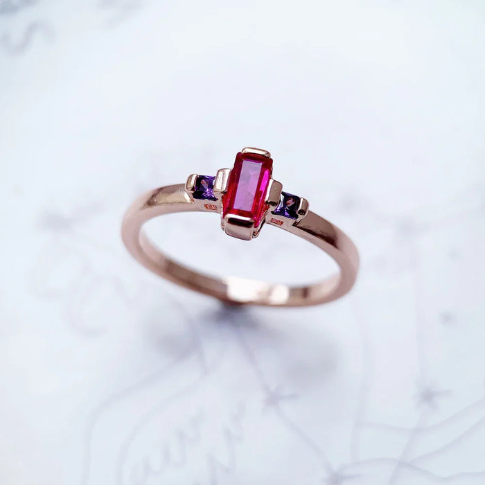 925 Sterling Silver Baguette Cut Ring Rose Gold Europe Style Fine Jewelry For Women