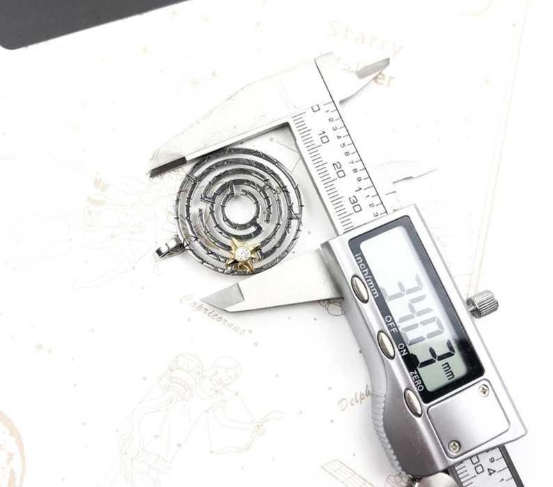 925 Sterling Silver Labyrinth Pendant With Movable Golden Star Lucky Fine Jewelry For Women