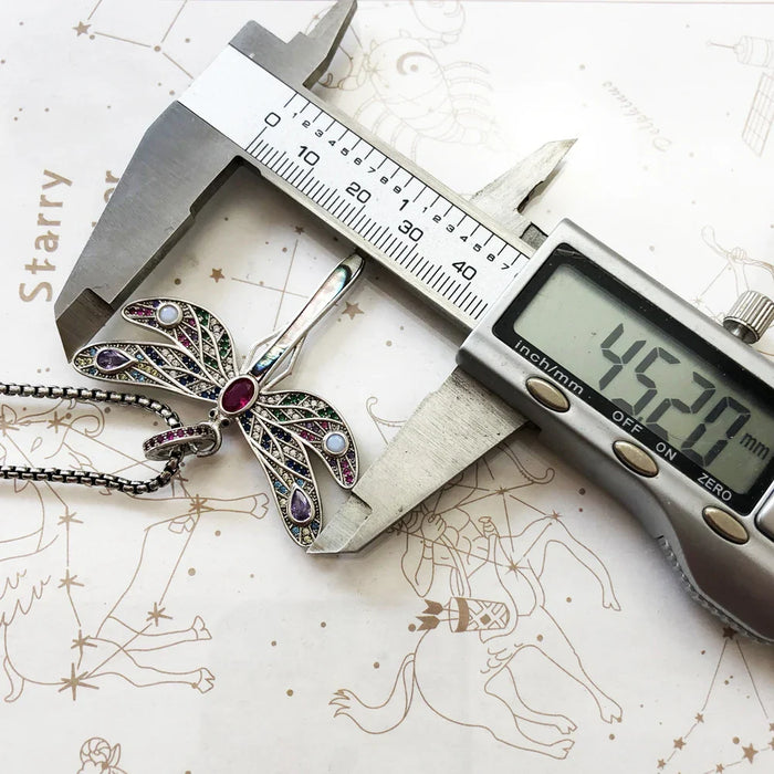 925 Sterling Silver Dragonfly Pendant Necklace Colourful Chain Fine Jewelry For Women