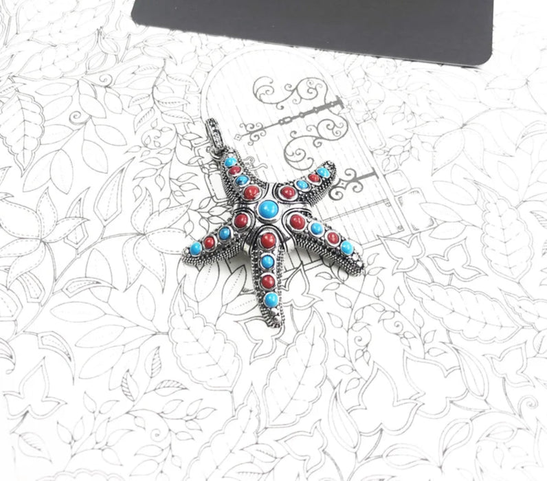 925 Sterling Silver Boho Starfish Pendant Ocean Gift For Women & Men
