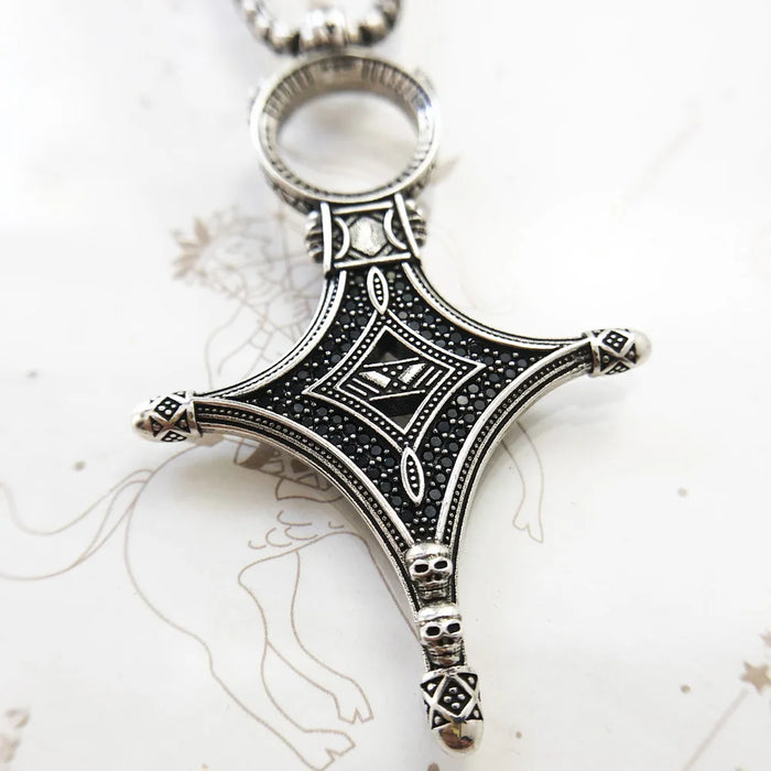 925 Sterling Silver Traditional Rebel Ethno Cross Necklace Strand Jewelry For Men And Women
