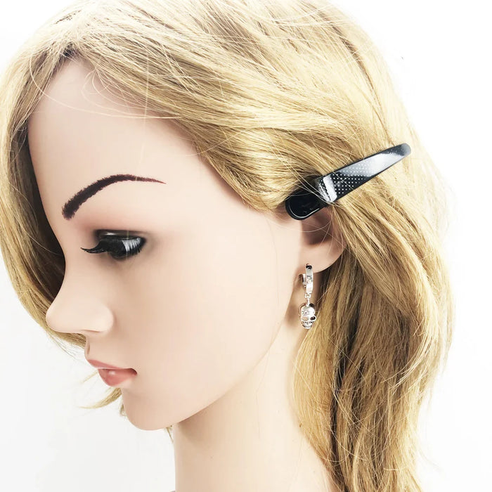 925 Sterling Silver Skull Hinged Hoop Earrings Fine Jewelry For Men And Women