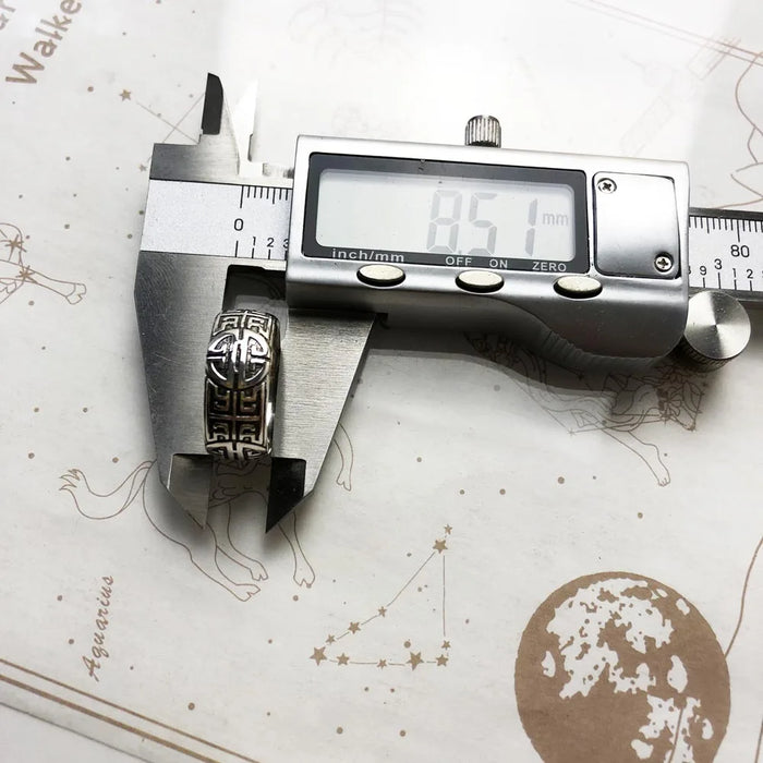 925 Sterling Silver Ethnic Band Ring Autumn Buddhist Prayer