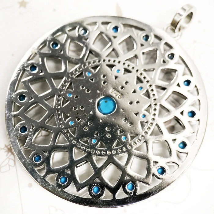 925 Sterling Silver Blue Turquoise Stone Pendant Fashion Jewelry For Women