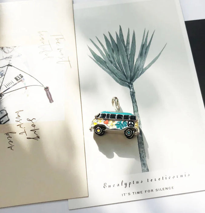 925 Sterling Silver Colourful Peace Bus Pendant Fashion Jewelry For Men & Women