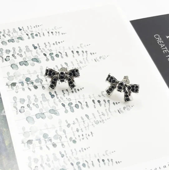 925 Sterling Silver Bow Knot Stud Earrings For Women