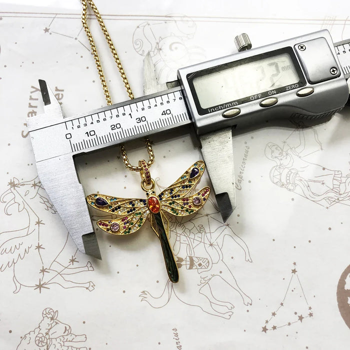 925 Sterling Silver Golden Dragonfly Necklace Jewelry For Women