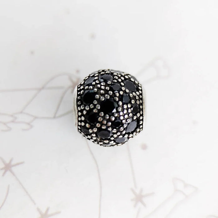 925 Sterling Silver Black Crushed Beads European Charm Accessory
