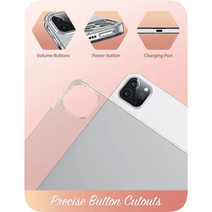 For Ipad Pro 12.9 Inch 2022 / 2021 / 2020 Cosmo Lite Slim Trifold Stand Smart Clear Hard Back Protective Case