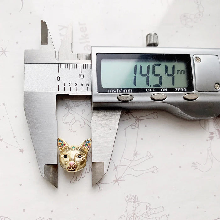 925 Sterling Silver Golden Cat Beads Diy Jewelry Accessory For Women