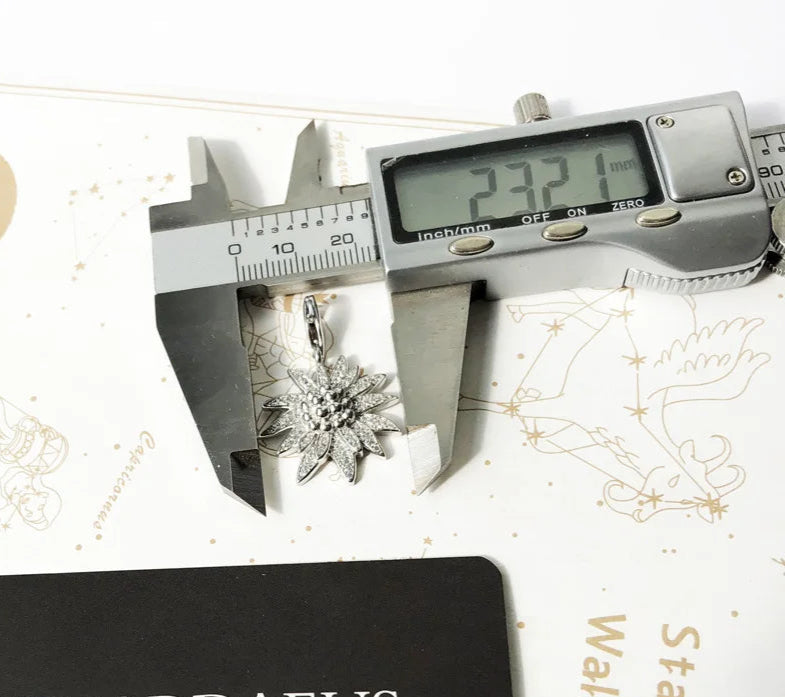 925 Sterling Silver Edelweiss Winter Pendant Fashion Jewelry For Women