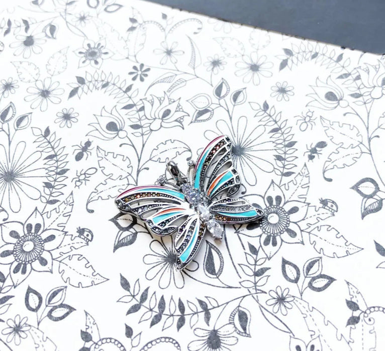 925 Sterling Silver Boho Butterfly Pendant Summer Jewelry For Women