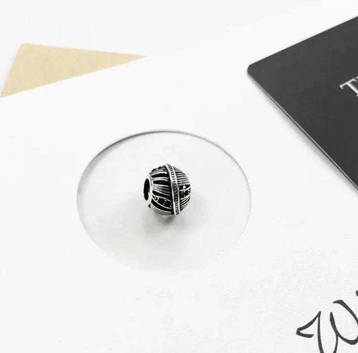 925 Sterling Silver Feather Black Beads Winter Charms For Europe Karma Bracelets