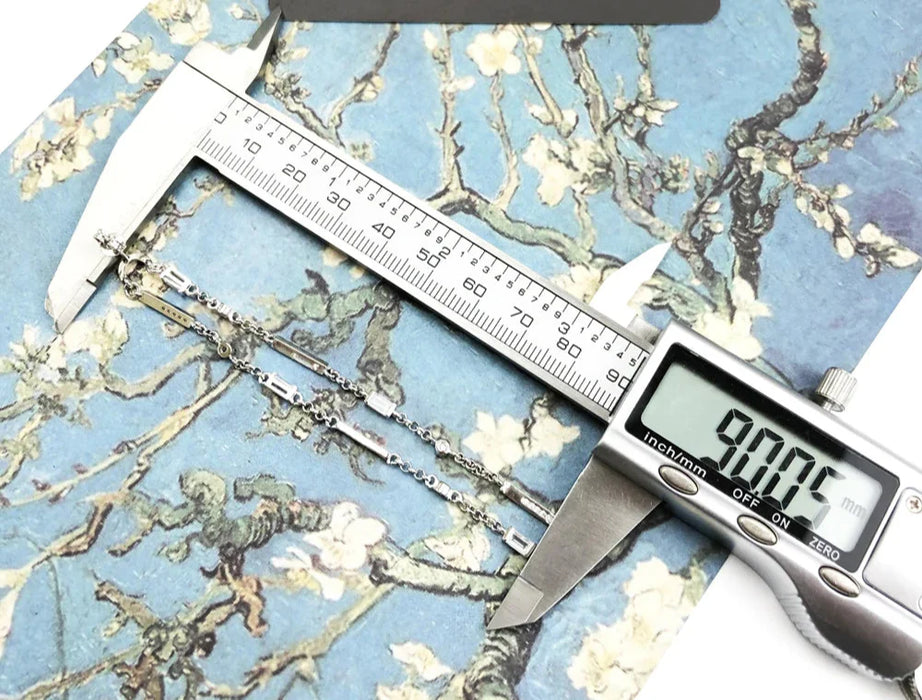 925 Sterling Silver Baguette Cut Earrings Angular Stones Long Glam Jewelry For Women