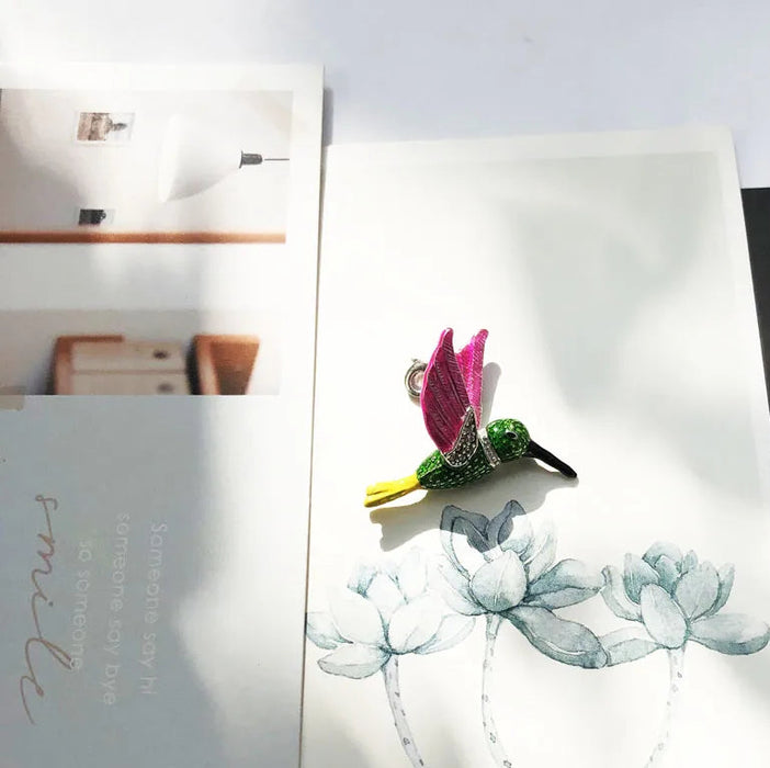 925 Sterling Silver Colourful Hummingbird Pendant Fashion Jewelry For Women