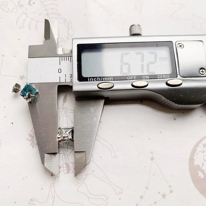 925 Sterling Silver Blue Aquamarine Star Ear Studs Elegant Gift For Women