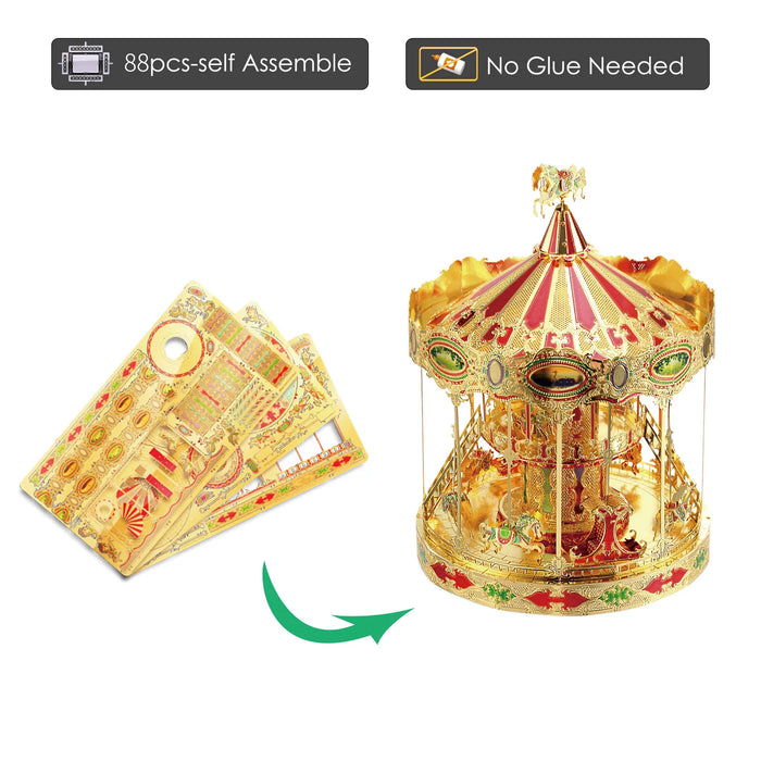 3D Metal Puzzle Model Kit Merry Go Around Diy Jigsaw Toy For Adults