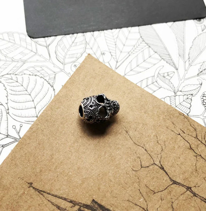 925 Sterling Silver Skull King Beads Punk Charm For Women & Men